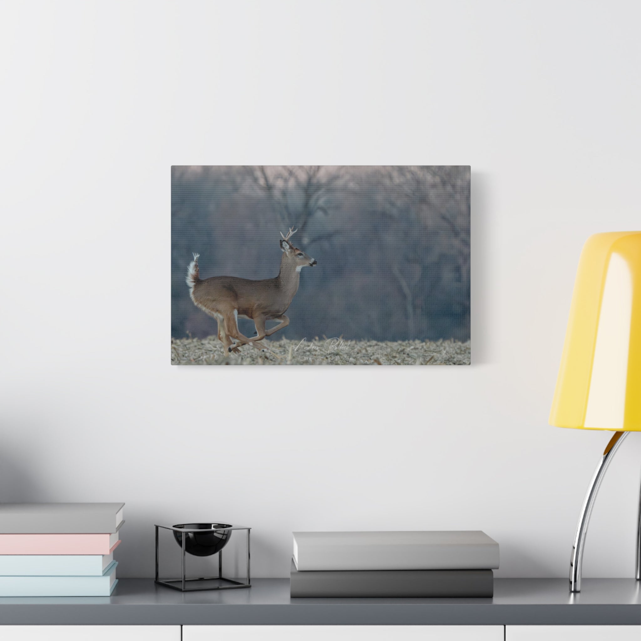 Running Whitetail Deer Canvas Wall Art – Matte Stretched Nature Print