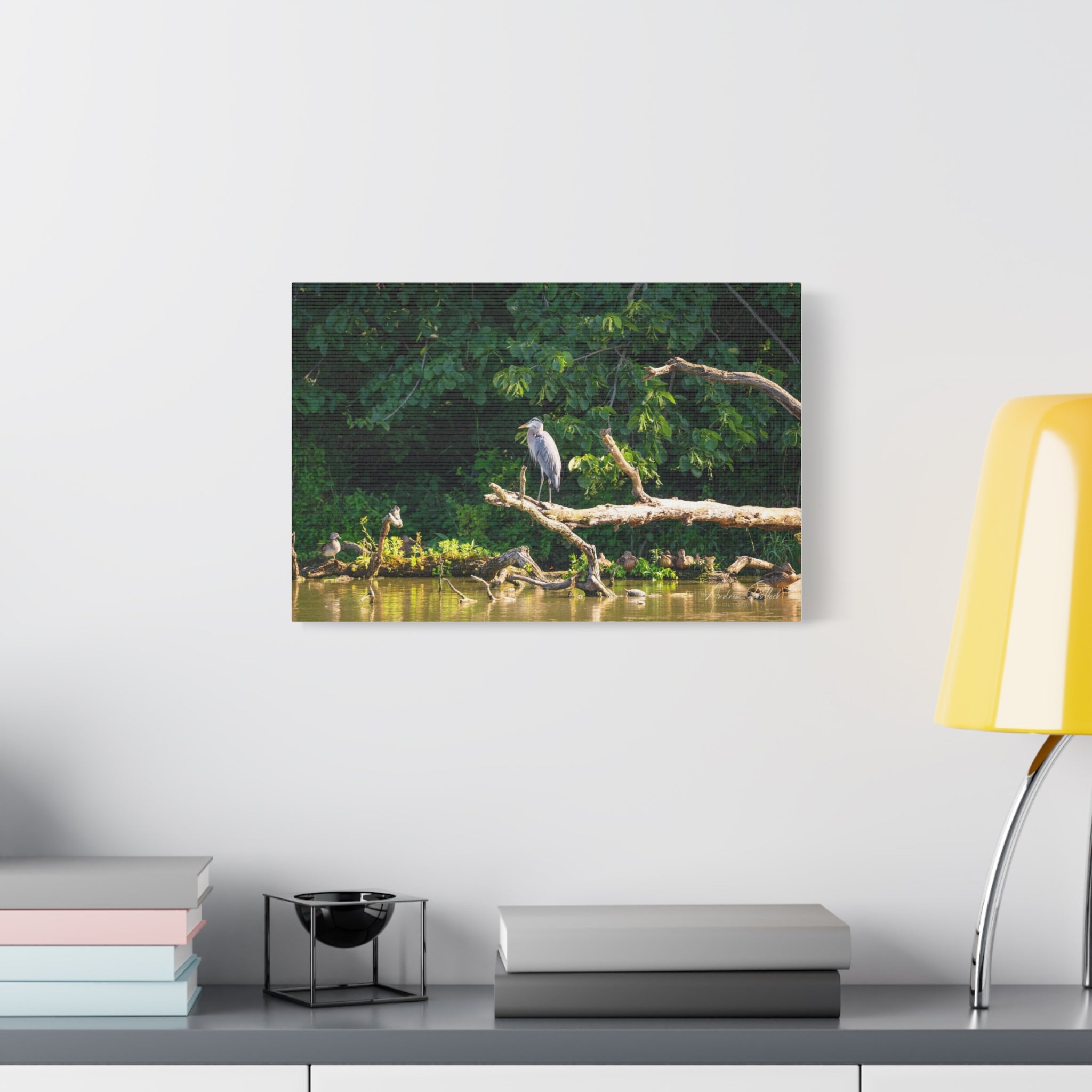 Great Blue Heron And Friends Matte Stretched Canvas - Nature Wall Art